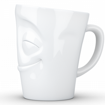 Preview: FiftyEight Henkelbecher Mug Vergnügt weiss